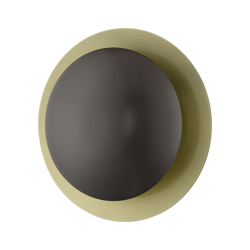 Ventura 2-Light Medium ADA Semi-Flush Mount / Wall Sconce in English Bronze with Antique Brass Reflector Backplate