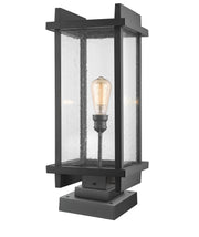 Fallow 1 Light 10" Outdoor Post Mount Fixture in Black, Square Pier Mount
