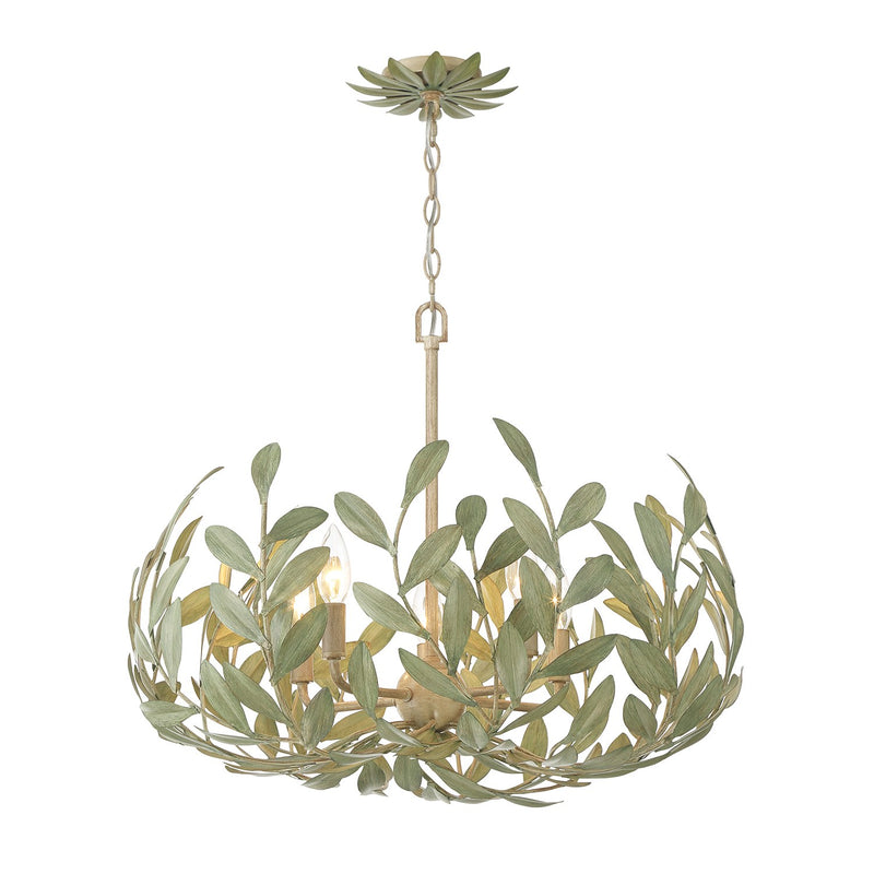 Broche 5 Light 23" Chandelier in Champagne Green Tea