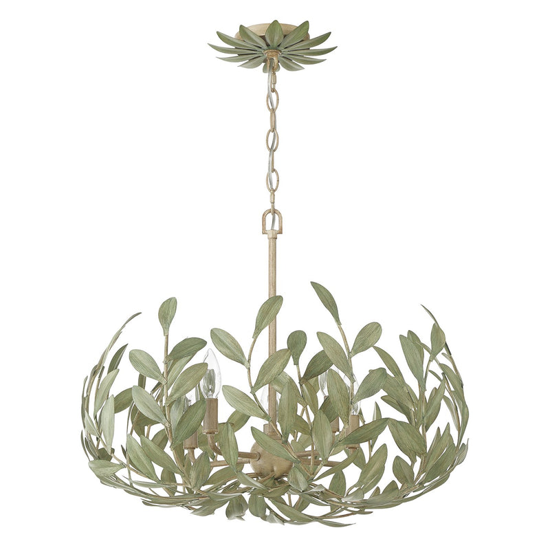 Broche 5 Light 23" Chandelier in Champagne Green Tea
