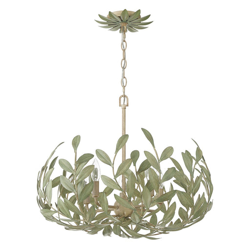 Broche 5 Light 23" Chandelier in Champagne Green Tea