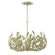 Broche 5 Light 23" Chandelier in Champagne Green Tea