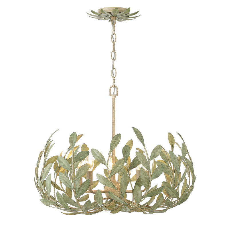 Broche 5 Light 23" Chandelier in Champagne Green Tea