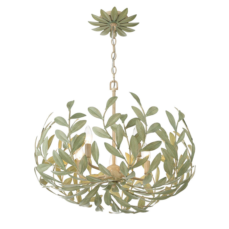 Broche 5 Light 23" Chandelier in Champagne Green Tea