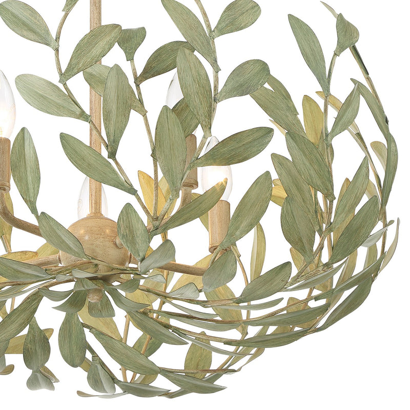 Broche 5 Light 23" Chandelier in Champagne Green Tea