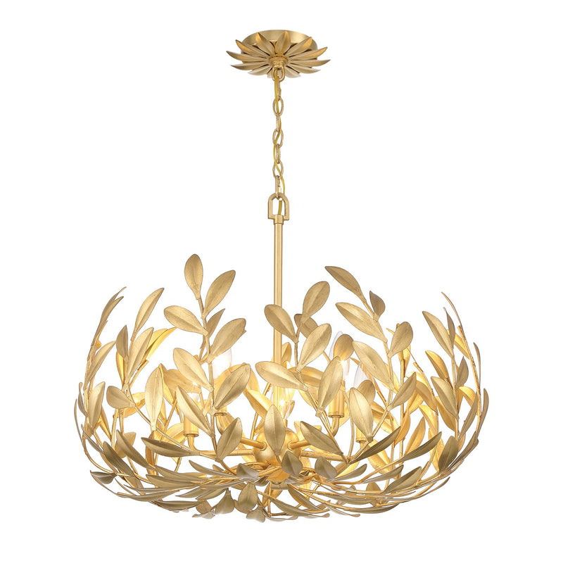 Broche 5 Light 23" Chandelier in Antique Gold