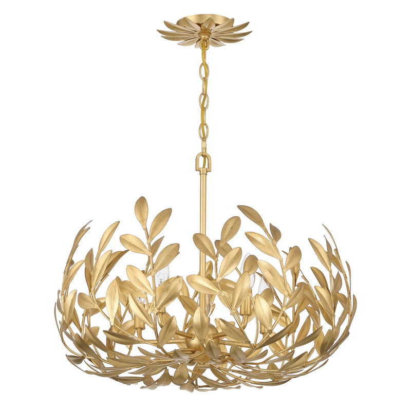 Broche 5 Light 23" Chandelier in Antique Gold
