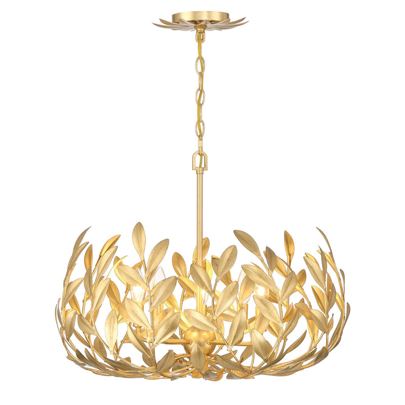 Broche 5 Light 23" Chandelier in Antique Gold