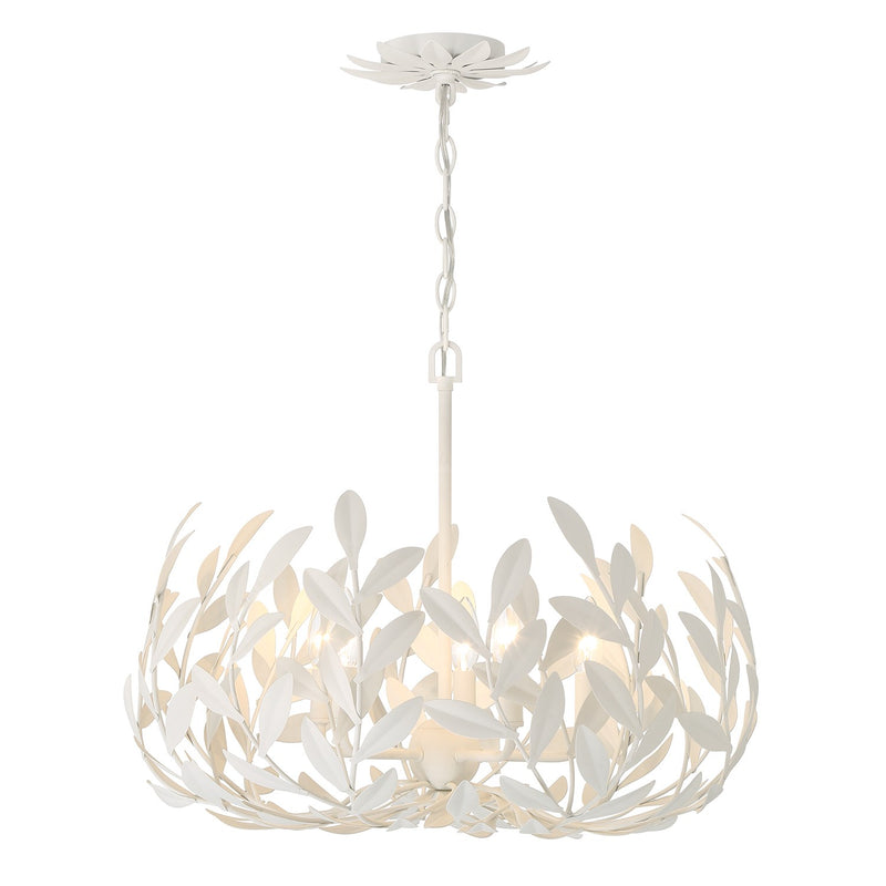 Broche 5 Light 23" Chandelier in Matte White