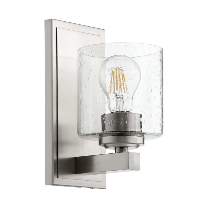 Kaplan 1 Light Seeded Glass Wall Sconce in Satin Nickel