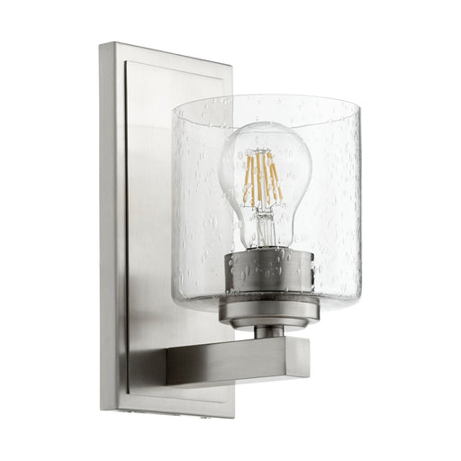 Kaplan 1 Light Seeded Glass Wall Sconce in Satin Nickel
