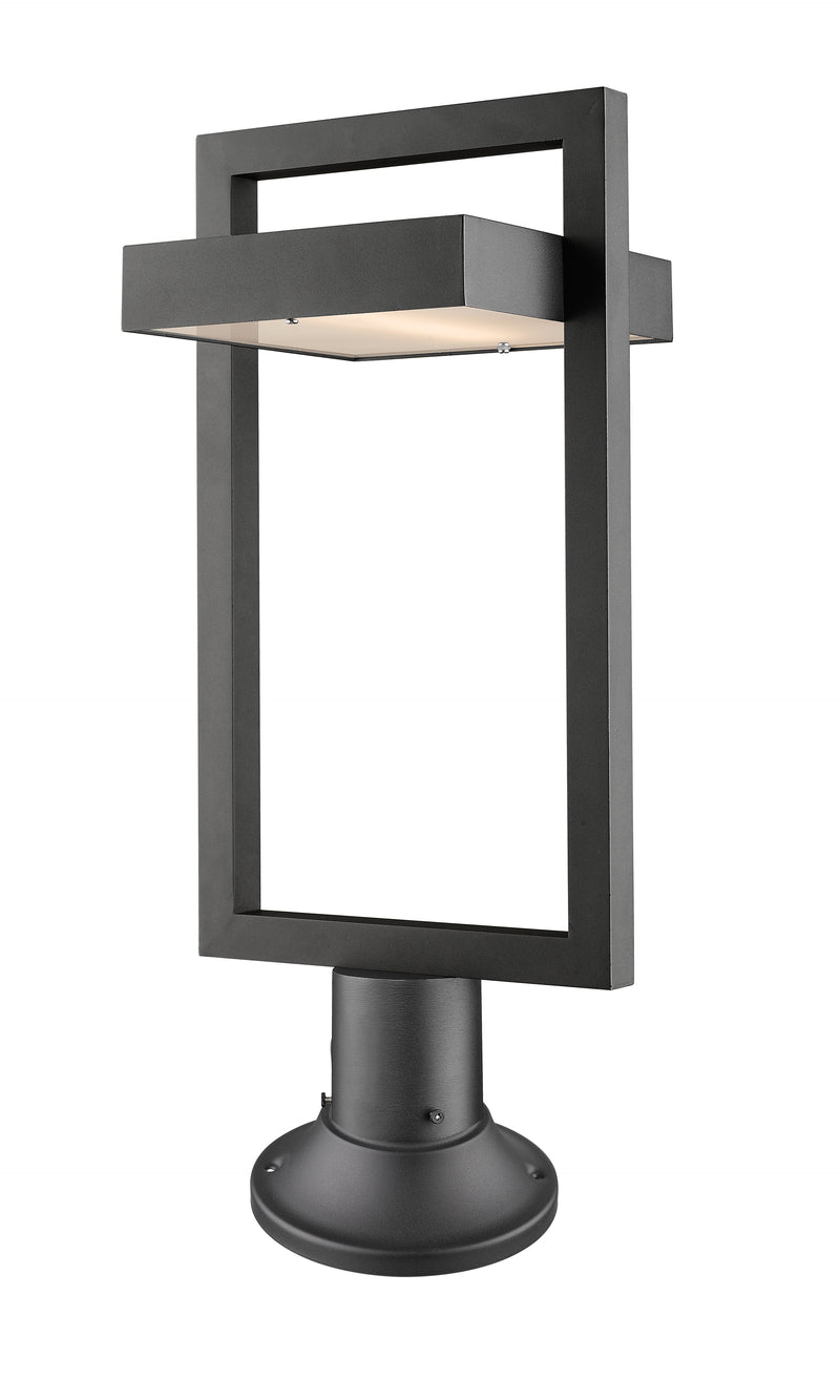Luttrel 1 Light 10.5" Outdoor Post Mount Fixture in Black, Pier Mount, 6.25" Base