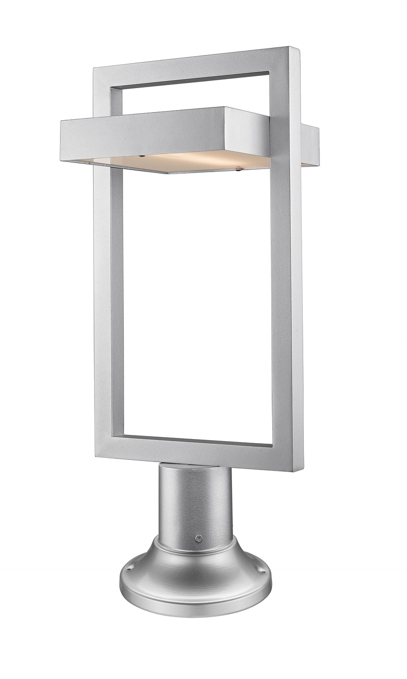 Luttrel 1 Light 10.5" Outdoor Post Mount Fixture in Silver, Pier Mount, 6.25" Base