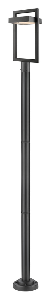 Luttrel 1 Light 10.5" Outdoor Post Mount Fixture in Black, 76" Cast Post, 9" Base