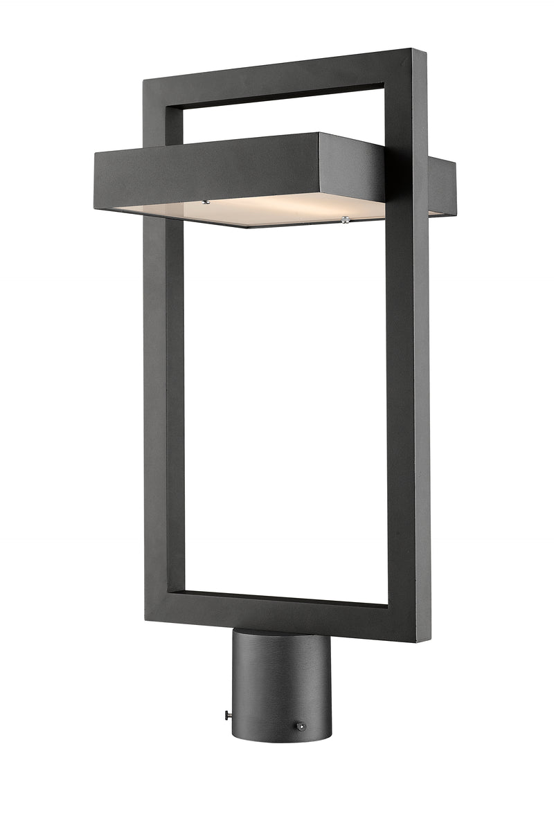 Luttrel 1 Light 10.5" Outdoor Post Mount Fixture in Black, Post Top Only, Round Fitter