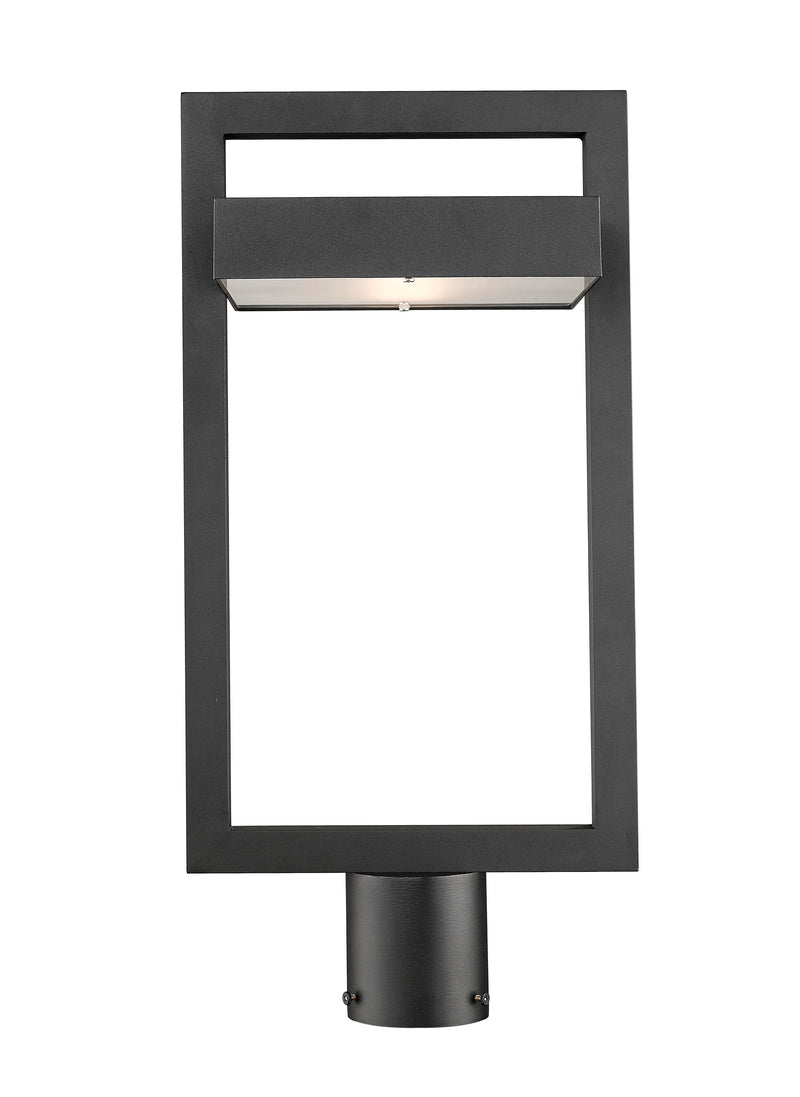 Luttrel 1 Light 10.5" Outdoor Post Mount Fixture in Black, Post Top Only, Round Fitter