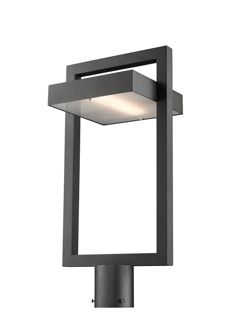 Luttrel 1 Light 10.5" Outdoor Post Mount Fixture in Black, Post Top Only, Round Fitter