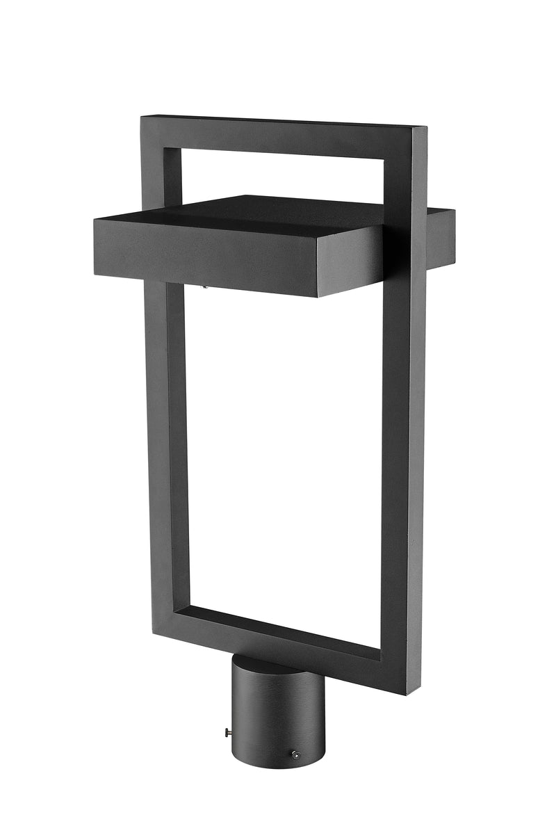 Luttrel 1 Light 10.5" Outdoor Post Mount Fixture in Black, Post Top Only, Round Fitter