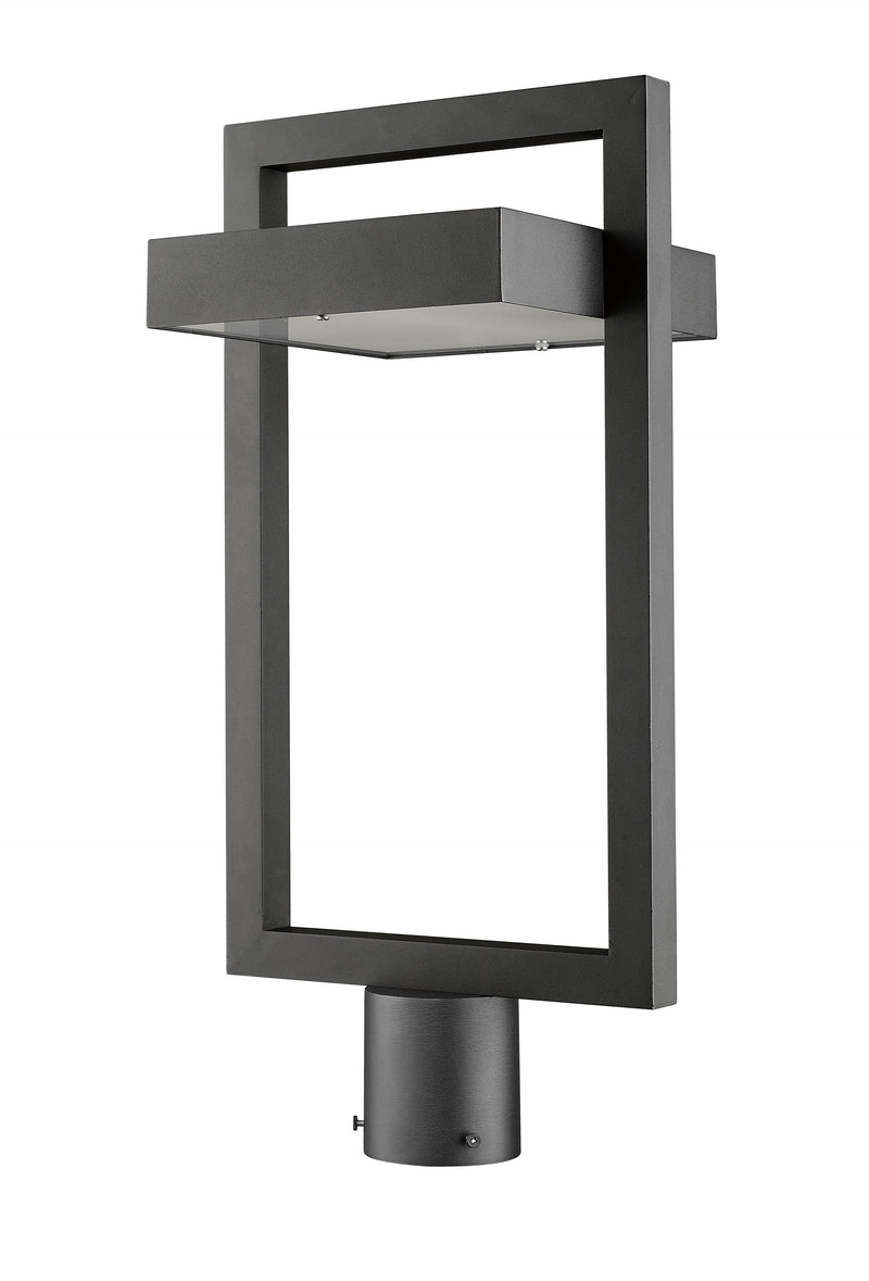 Luttrel 1 Light 10.5" Outdoor Post Mount Fixture in Black, Post Top Only, Round Fitter