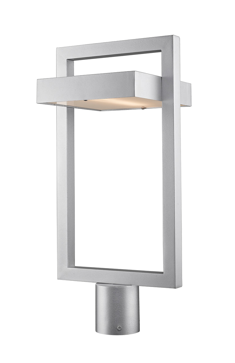 Luttrel 1 Light 10.5" Outdoor Post Mount Fixture in Silver, Post Top Only, Round Fitter