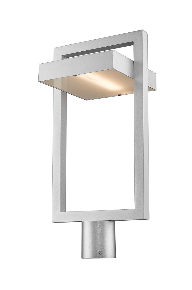 Luttrel 1 Light 10.5" Outdoor Post Mount Fixture in Silver, Post Top Only, Round Fitter