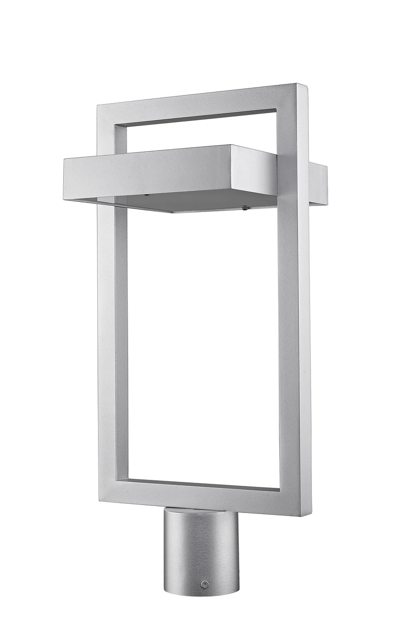 Luttrel 1 Light 10.5" Outdoor Post Mount Fixture in Silver, Post Top Only, Round Fitter