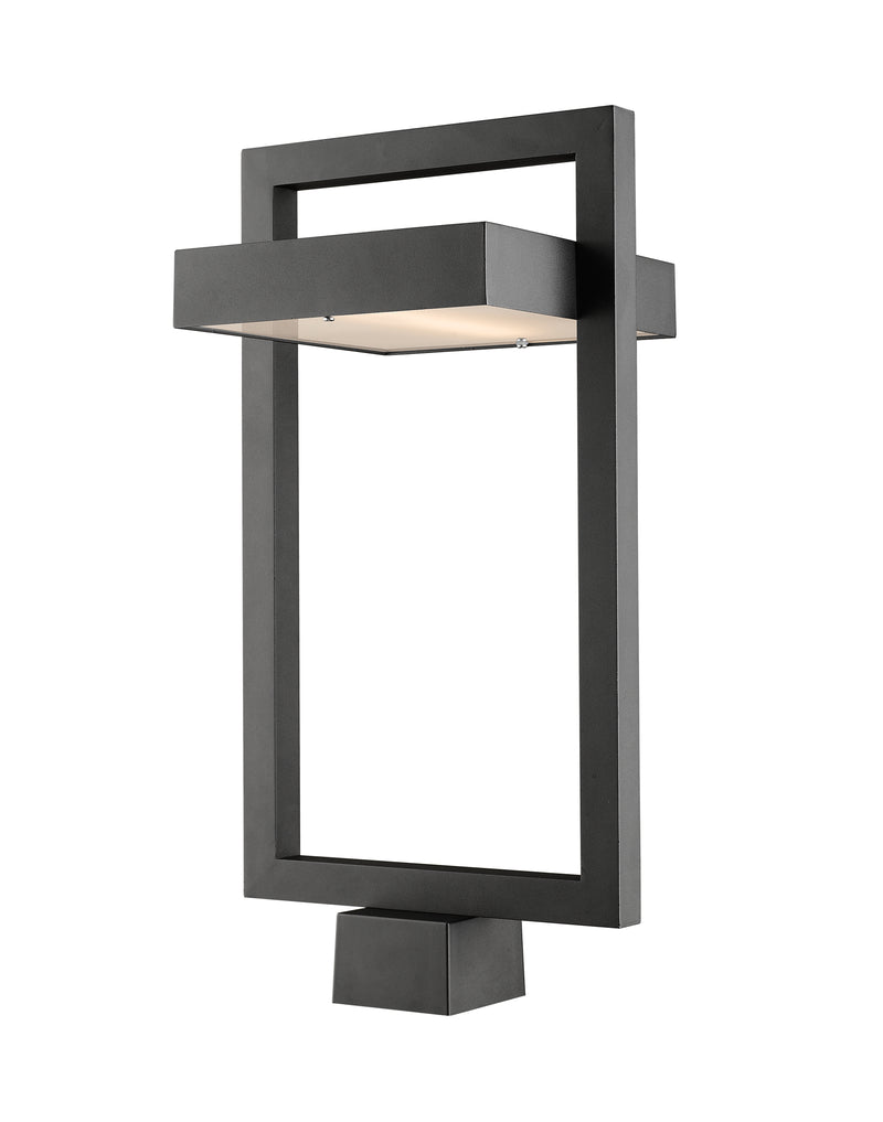 Luttrel 1 Light 10.5" Outdoor Post Mount Fixture in Black, Post Top Only, Square Fitter