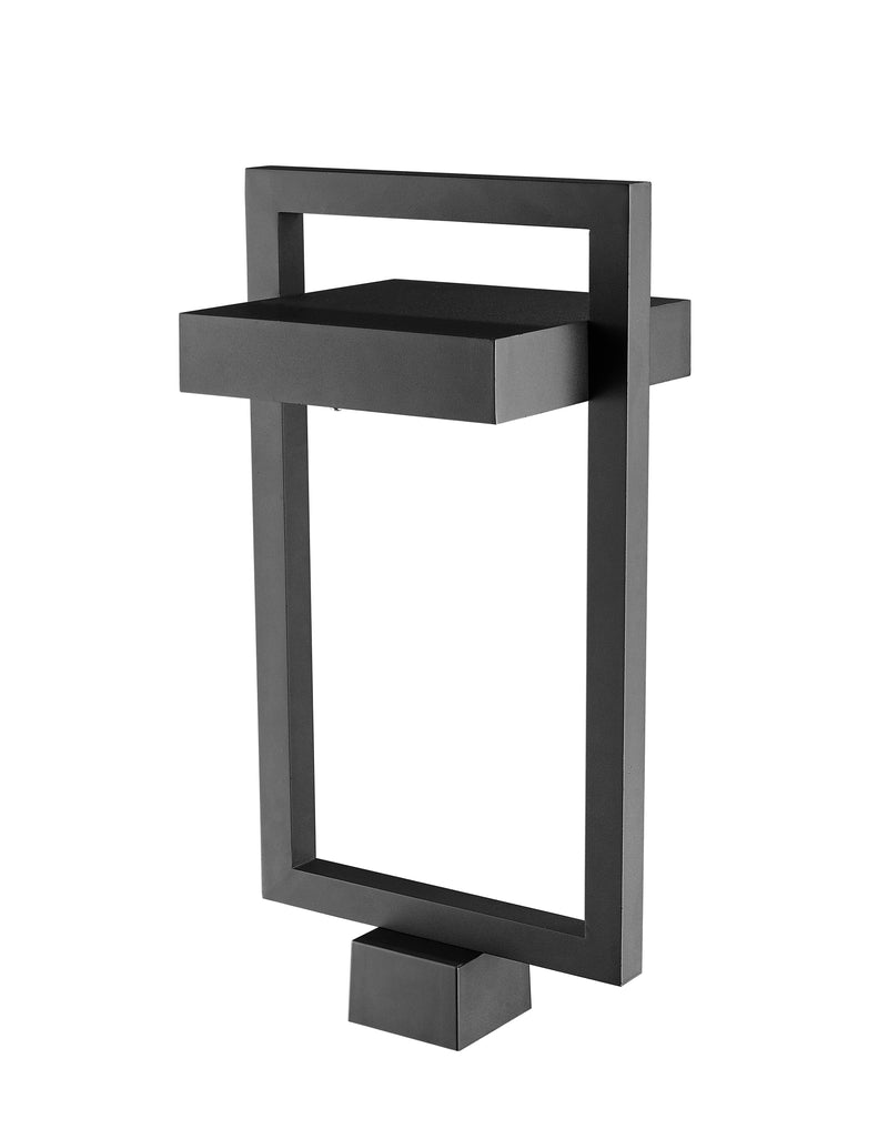 Luttrel 1 Light 10.5" Outdoor Post Mount Fixture in Black, Post Top Only, Square Fitter