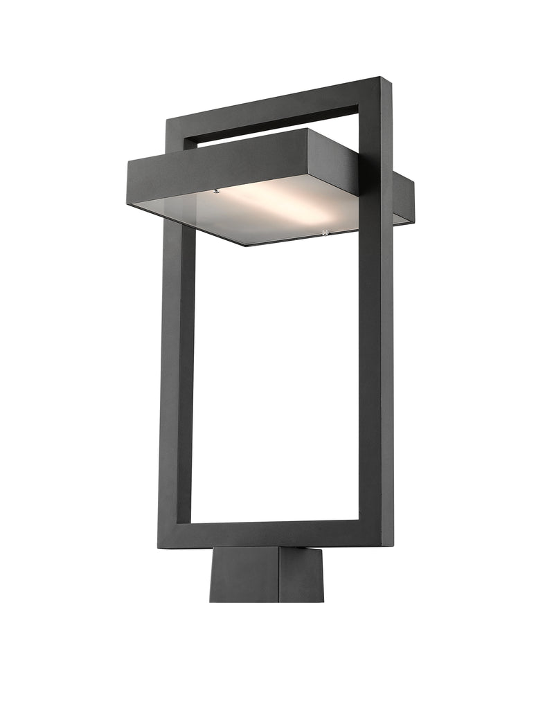 Luttrel 1 Light 10.5" Outdoor Post Mount Fixture in Black, Post Top Only, Square Fitter