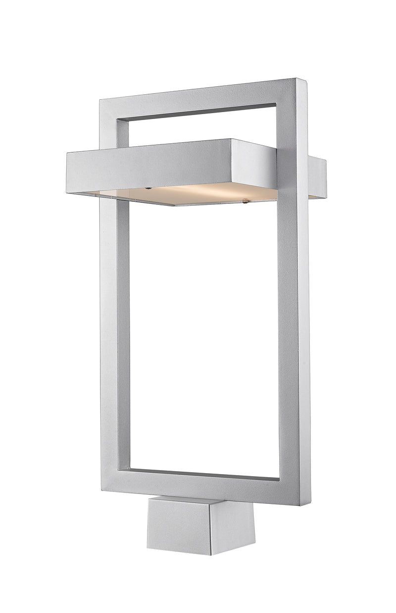 Luttrel 1 Light 10.5" Outdoor Post Mount Fixture in Silver, Post Top Only, Square Fitter