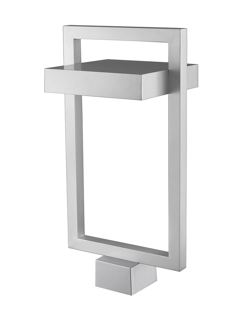 Luttrel 1 Light 10.5" Outdoor Post Mount Fixture in Silver, Post Top Only, Square Fitter