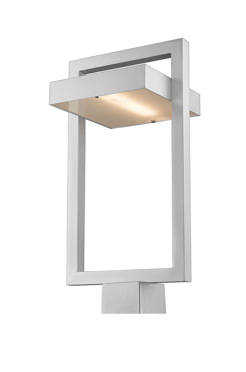 Luttrel 1 Light 10.5" Outdoor Post Mount Fixture in Silver, Post Top Only, Square Fitter