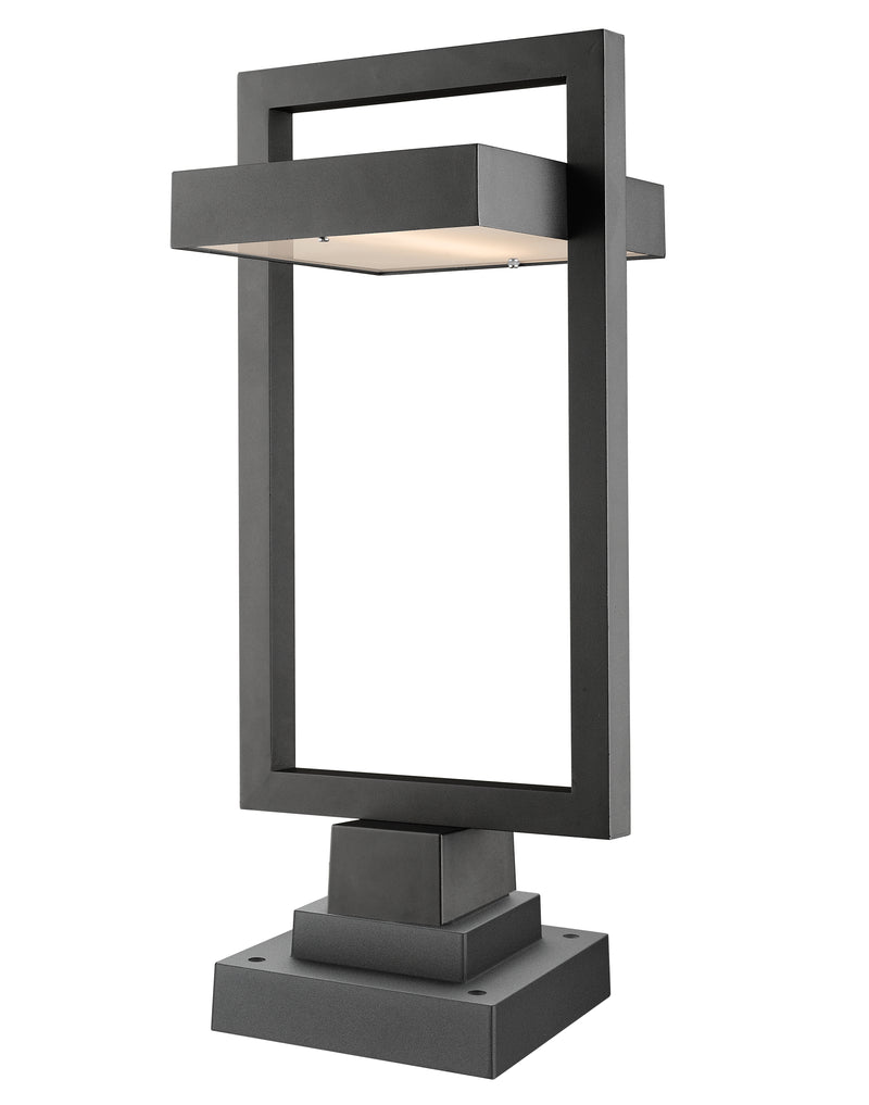 Luttrel 1 Light 10.5" Outdoor Post Mount Fixture in Black, Square Pier Mount