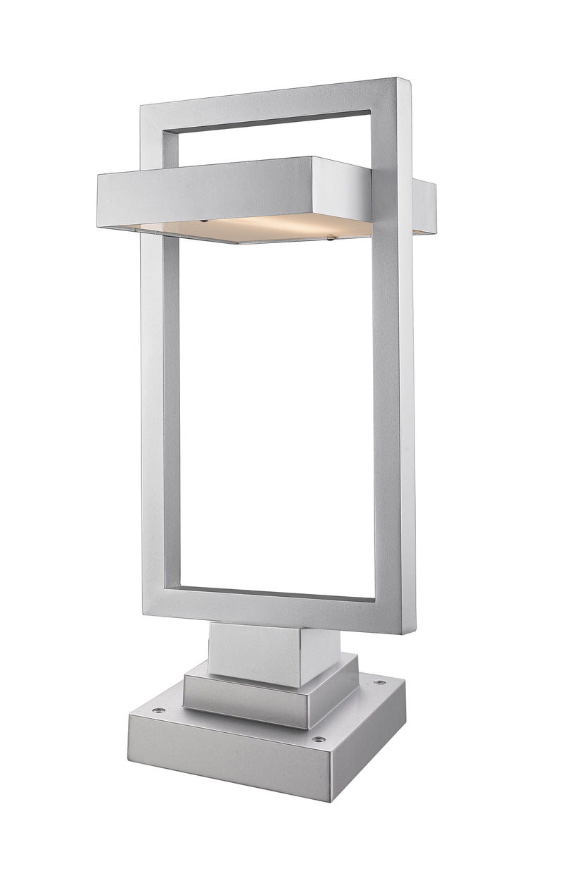 Luttrel 1 Light 10.5" Outdoor Post Mount Fixture in Silver, Square Pier Mount