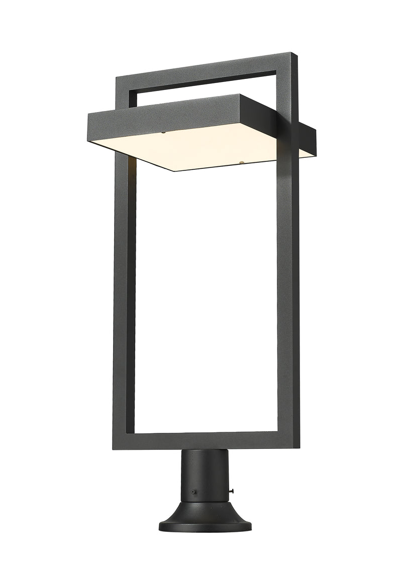 Luttrel 1 Light 11.75" Outdoor Post Mount Fixture in Black, Pier Mount, 6.25" Base