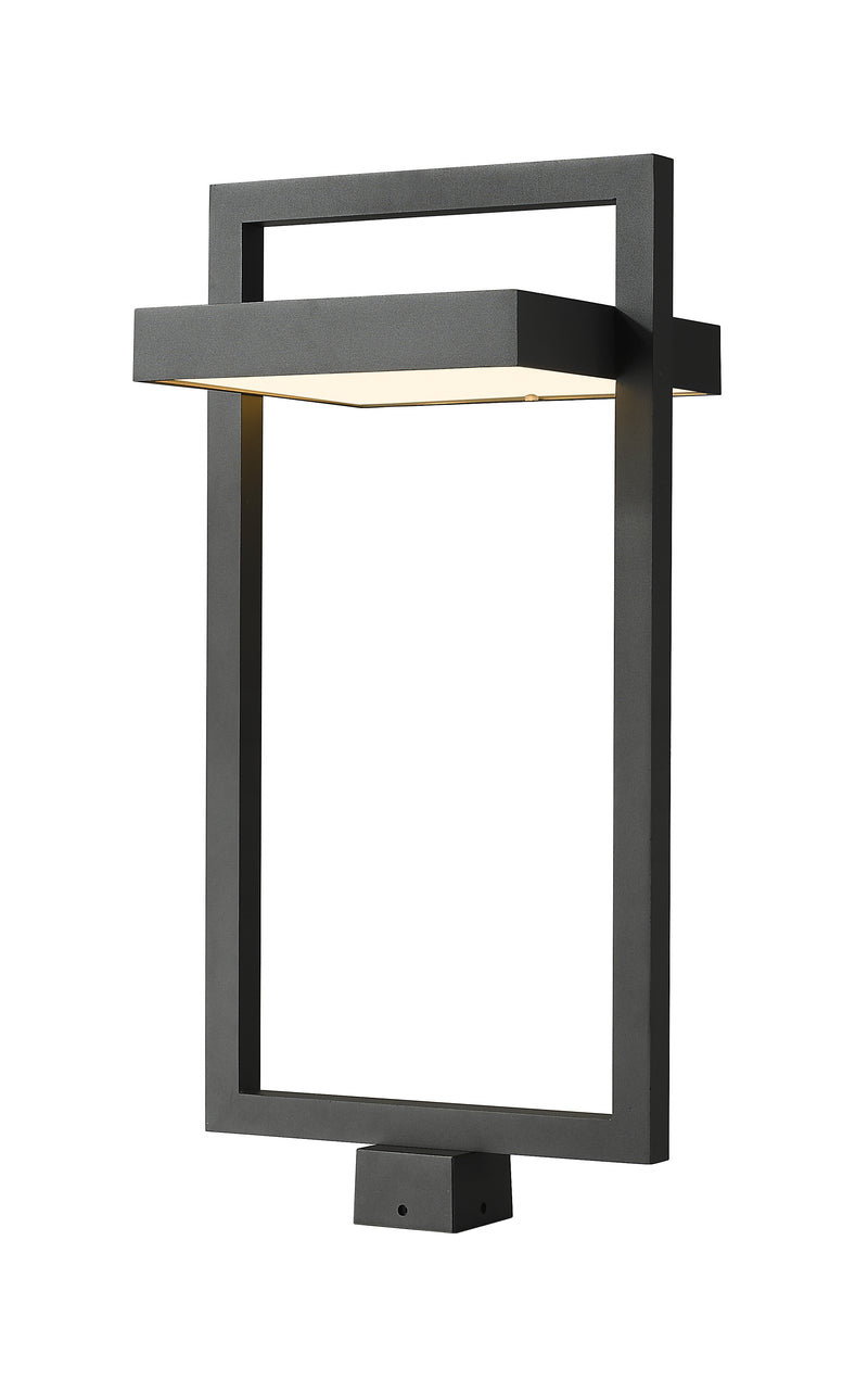 Luttrel 1 Light 11.75" Outdoor Post Mount Fixture in Black, Post Top Only, Square Fitter