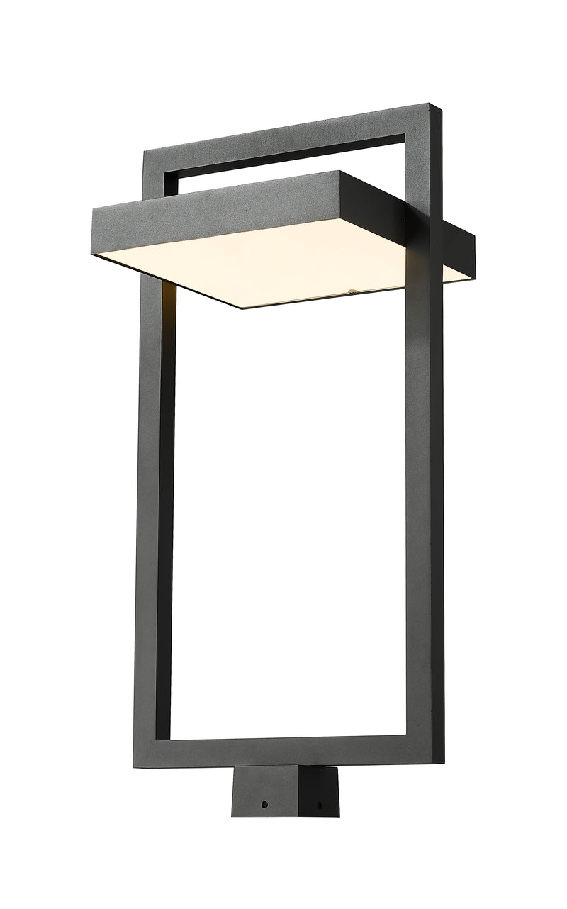 Luttrel 1 Light 11.75" Outdoor Post Mount Fixture in Black, Post Top Only, Square Fitter