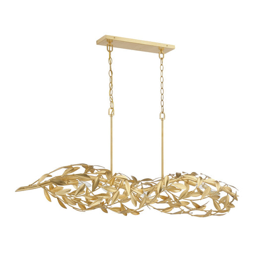 Broche 6 Light 50.5" Linear Chandelier in Antique Gold