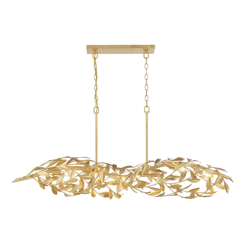 Broche 6 Light 50.5" Linear Chandelier in Antique Gold