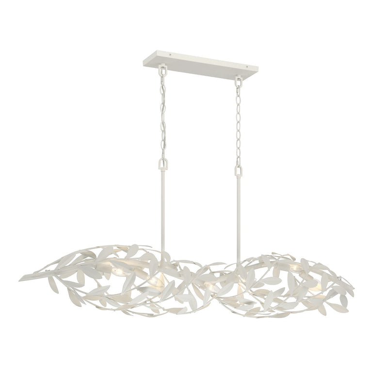 Broche 6 Light 50.5" Linear Chandelier in Matte White