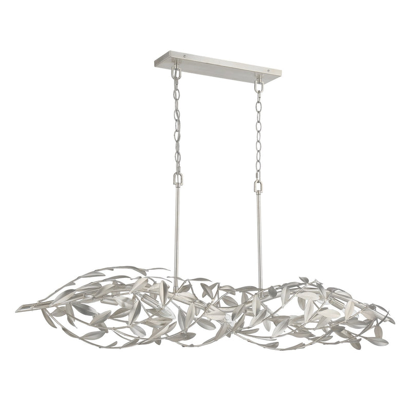Broche 6 Light 50.5" Linear Chandelier in Antique Silver