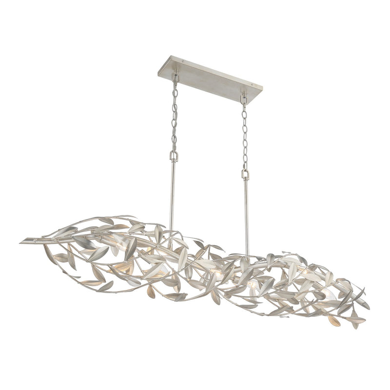 Broche 6 Light 50.5" Linear Chandelier in Antique Silver
