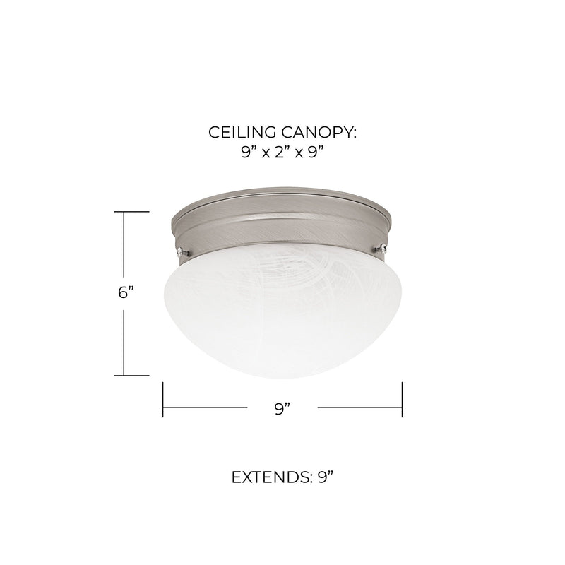Scott 2-Light Faux Alabaster Flush Mount in Matte Nickel