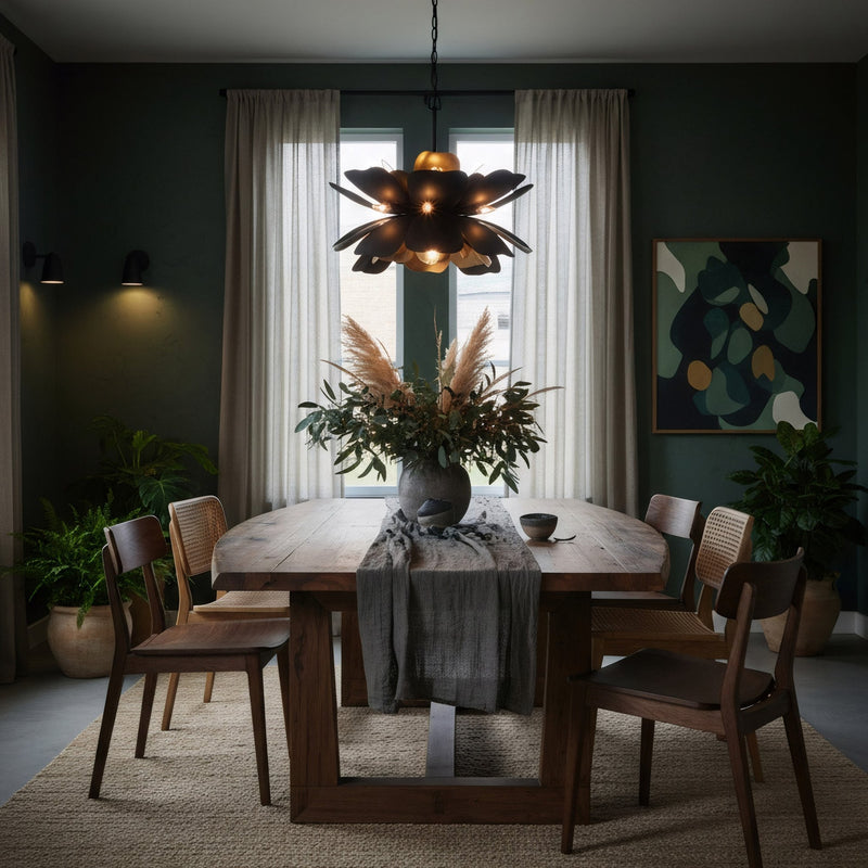Botanic Panic 13-Light 36" Pendant in Dark Bronze / French Gold