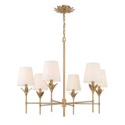 Broche 6 Light 32" Chandelier in Antique Gold