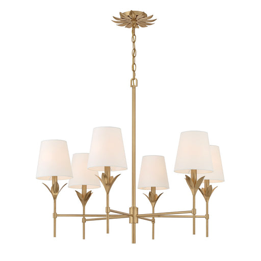 Broche 6 Light 32" Chandelier in Antique Gold