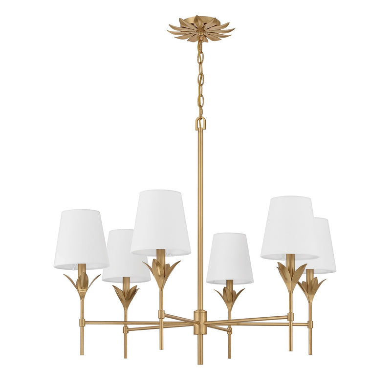 Broche 6 Light 32" Chandelier in Antique Gold