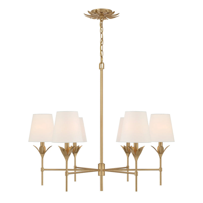 Broche 6 Light 32" Chandelier in Antique Gold