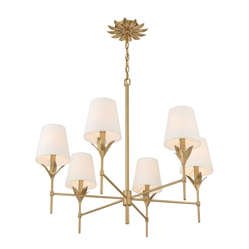 Broche 6 Light 32" Chandelier in Antique Gold