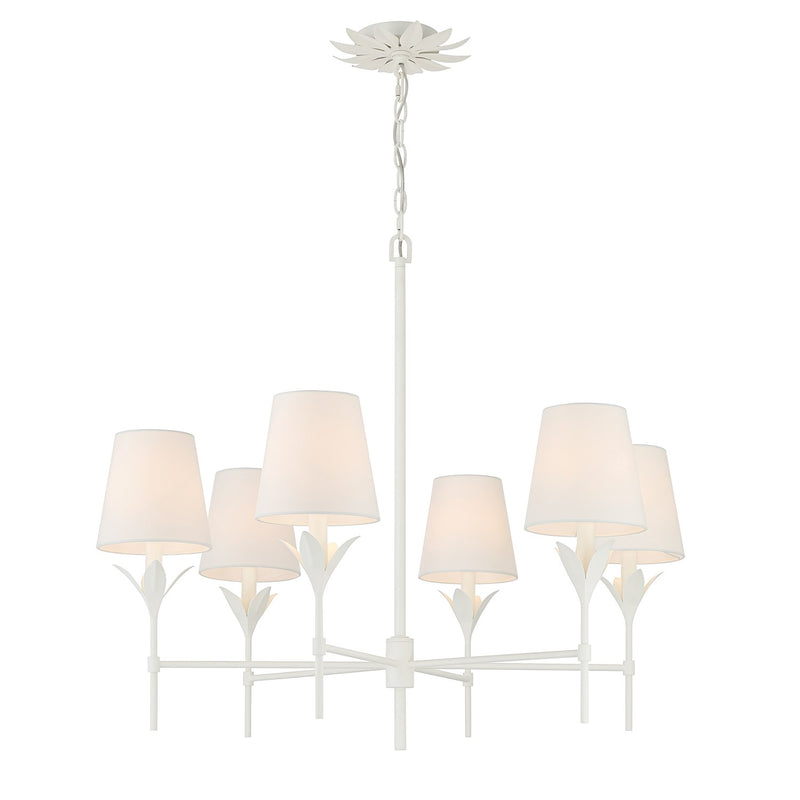 Broche 6 Light 32" Chandelier in Matte White